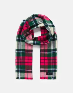 Joules Bridey Checked Scarf Red Green White Check