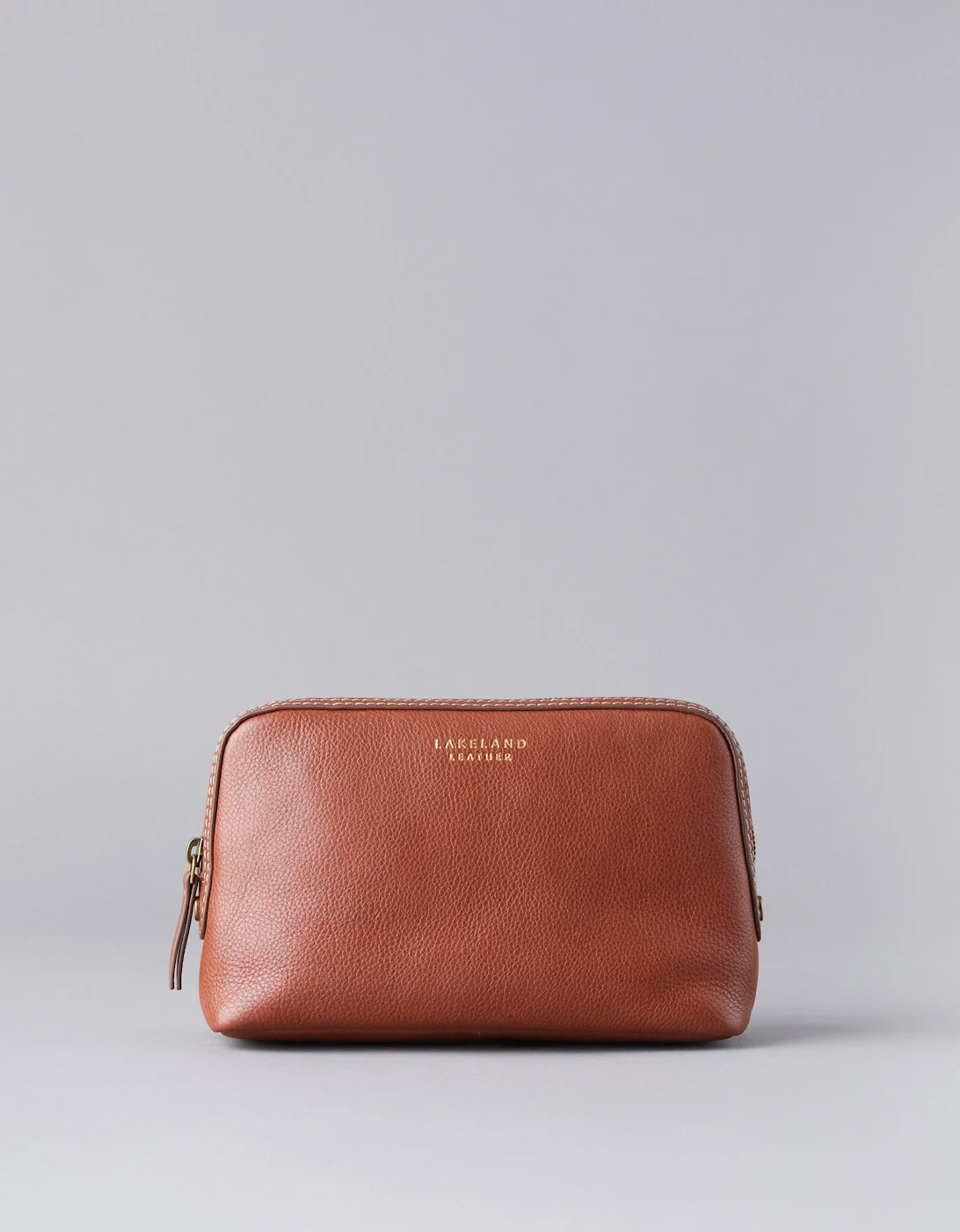 Torver Leather Cosmetic Bag In Tan - Image 4