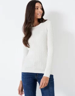 Crew Clothing Heritage Cable Jumper - White