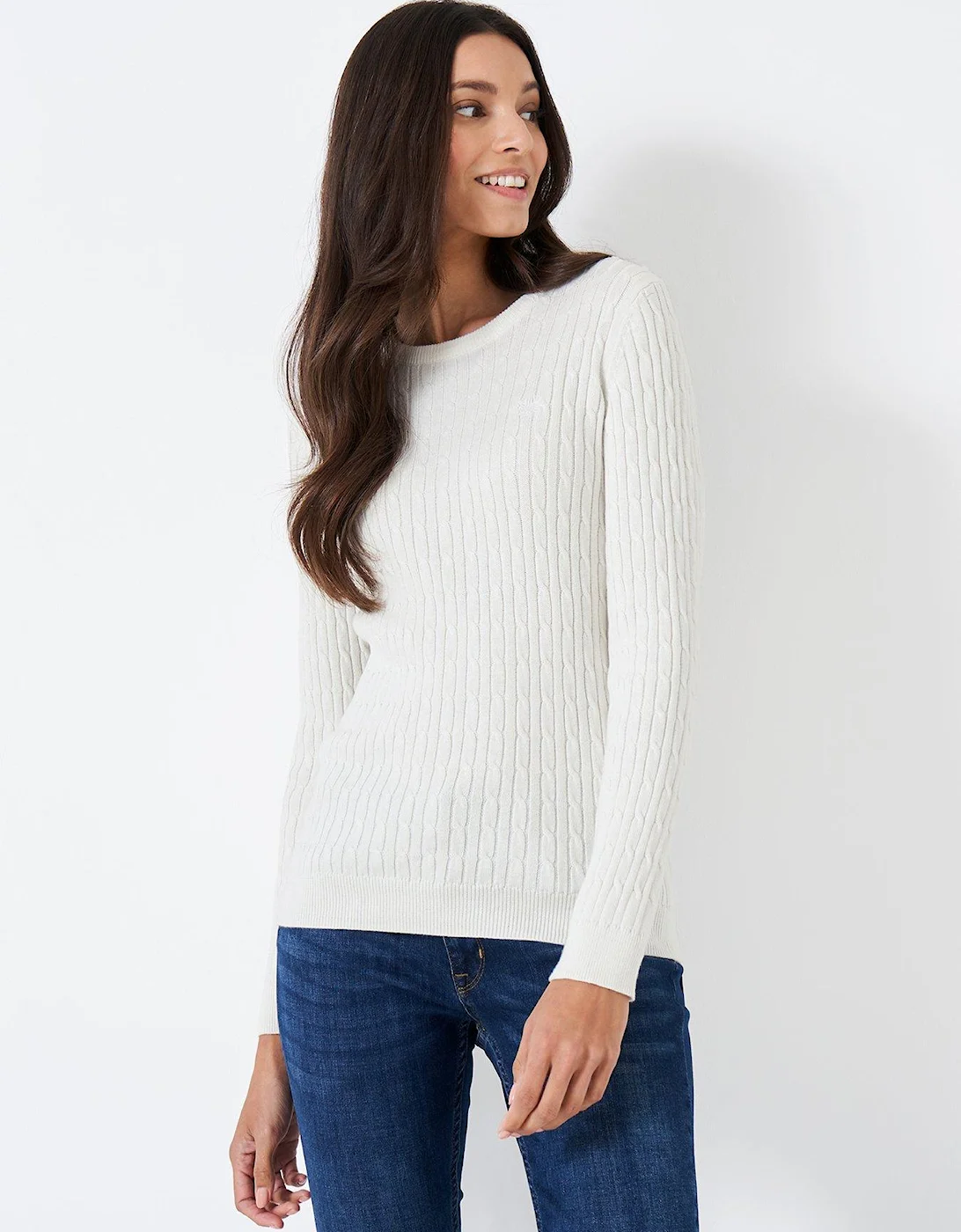 Crew Clothing Heritage Cable Jumper - White