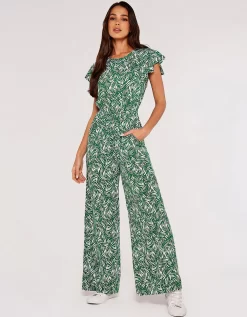 Apricot Brushstroke Weave Palazzo Jumpsuit