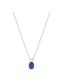 Simply Silver Sterling Silver 925 Mini Sapphire Cubic Zirconia Pendant Necklace