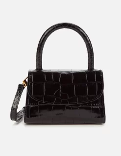 BY FAR Women's Mini Croco Top Handle Bag - Black - BY FAR - Home - BY FAR Women's Mini Croco Top Handle Bag - Black