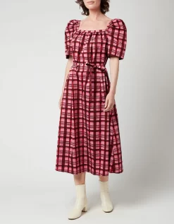 Baum Und Pferdgarten Women's Aiko Dress - Pink Plaid - Baum Und Pferdgarten - Home - Baum Und Pferdgarten Women's Aiko Dress - Pink Plaid
