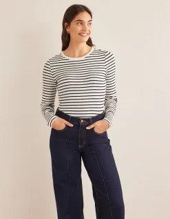 Boden Cotton Ribbed Long Sleeve Top
