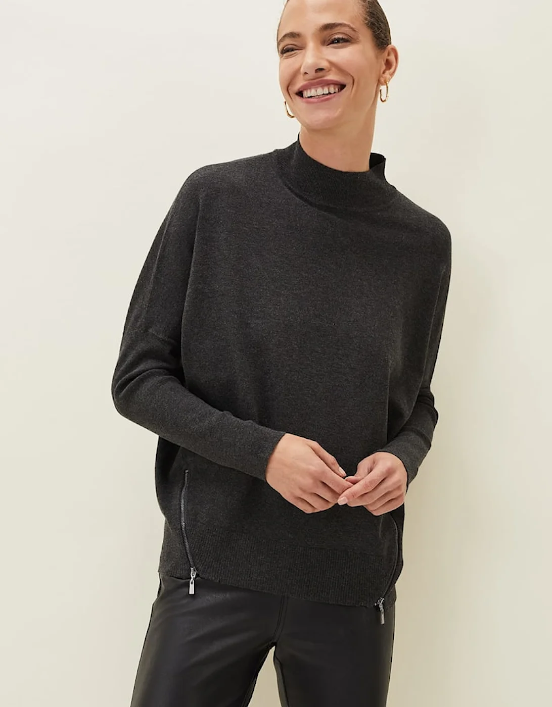 Skylar Roll Neck Zip Hem Jumper