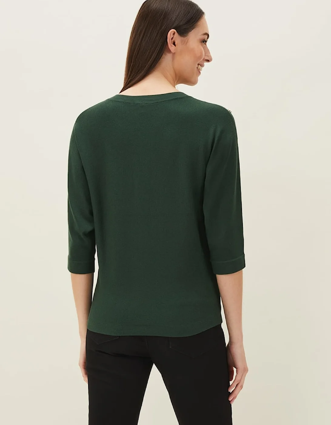 Cristine Button Detail Batwing Sleeve Jumper