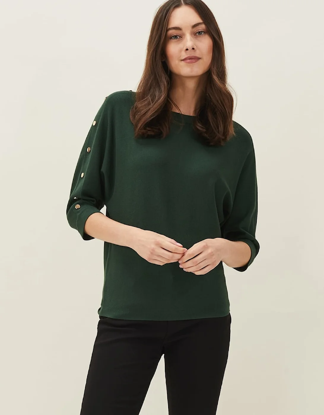 Cristine Button Detail Batwing Sleeve Jumper - Image 2