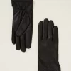 PLEAT DETAIL LEATHER GLOVES