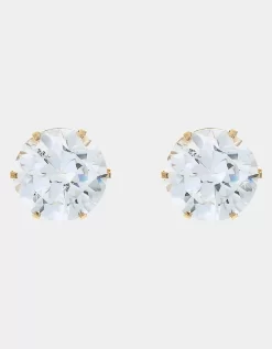 Love GOLD 9 Carat Yellow Gold 6mm Cubic Zirconia Stud Earrings