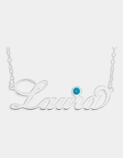 The Love Silver Collection Sterling Silver Personalised Birthstone Necklace